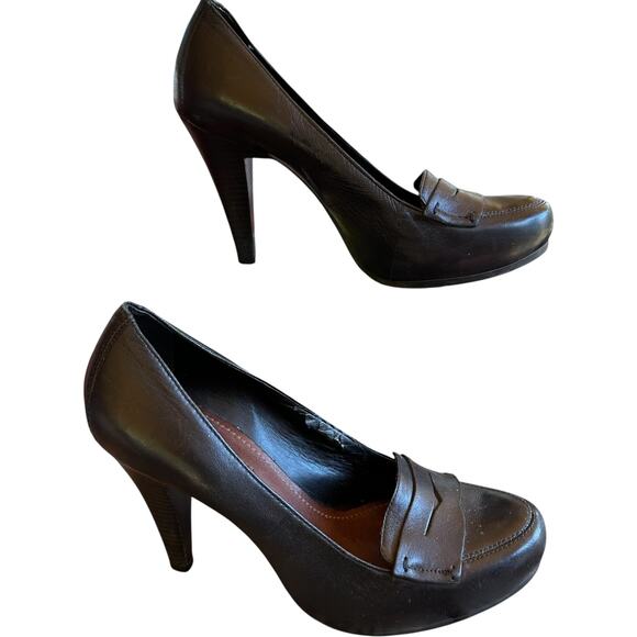 Gianni Bini Platform Penny Loafer Pumps Womens SZ 7 Black High Heels Coquette - Picture 1 of 6